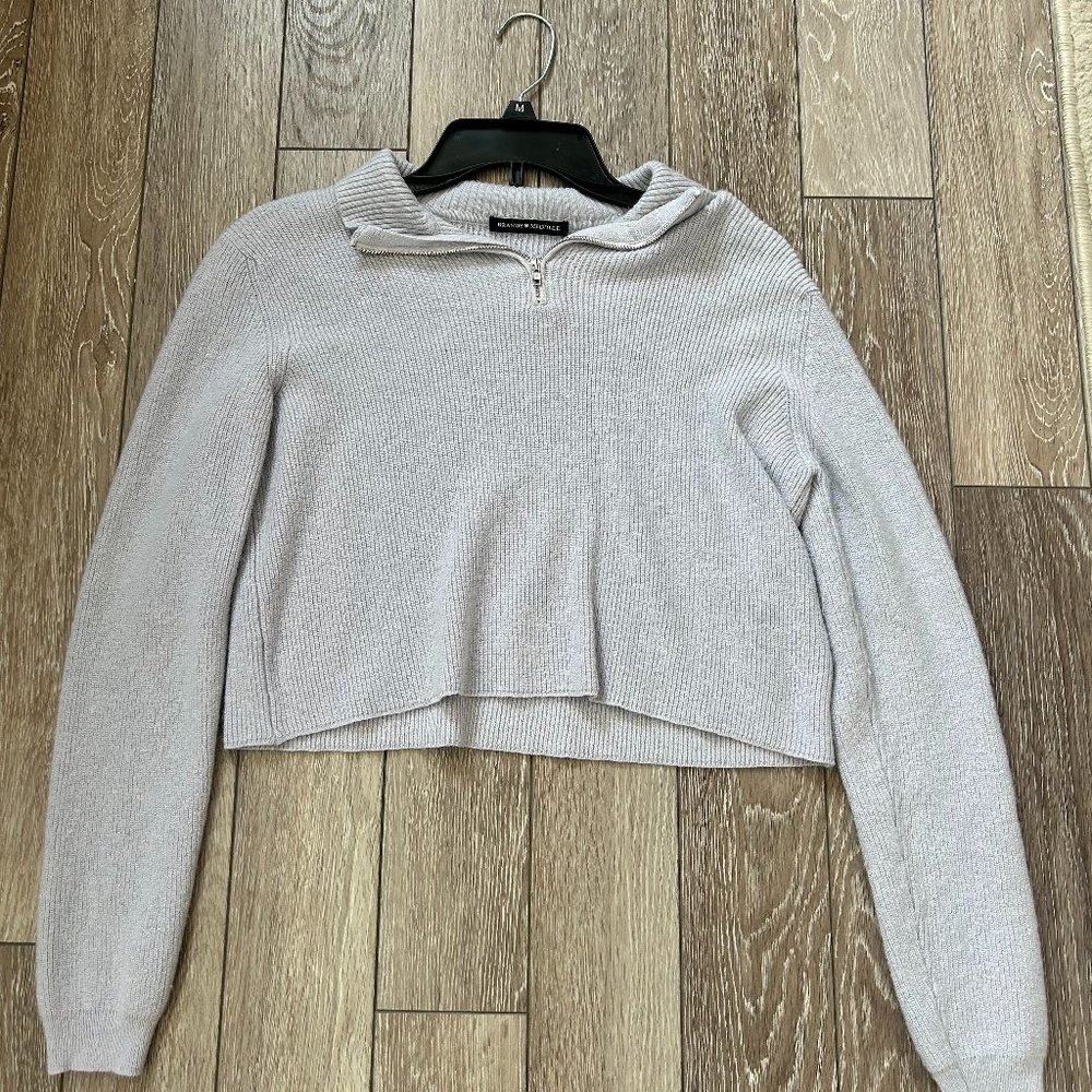 Periwinkle Brandy Melville Quarter zip Cropped Sweater, Small